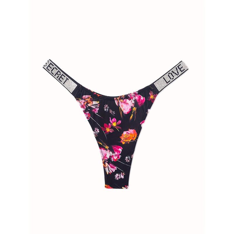 4pcs Rhinestone Letter Low Waist Stretchy Women's Sports Panties, Lingerie & Underwear